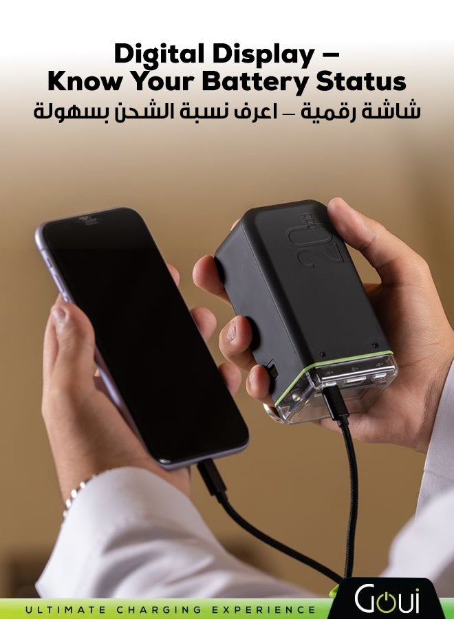 Goui 20000mAh Beast Power Bank - 65W Portable Charger with Simultaneous Charging Function, Fast Charging for iPhones, Samsung, Galaxy, iPad Pro, AirPods, Huawei, Tablets, GPS Devices, Bluetooth Devices, MP3/MP4 Players, and More - Compact and Convenient Design for Instant Power Anywhere Black - Image 3