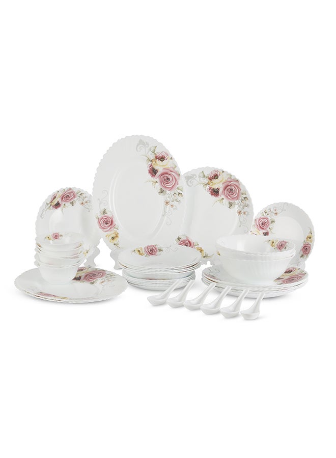 Royalford 36pcs opalware dinner set microwave safe dishwasher safe freezer safe multicolor  - Image 1