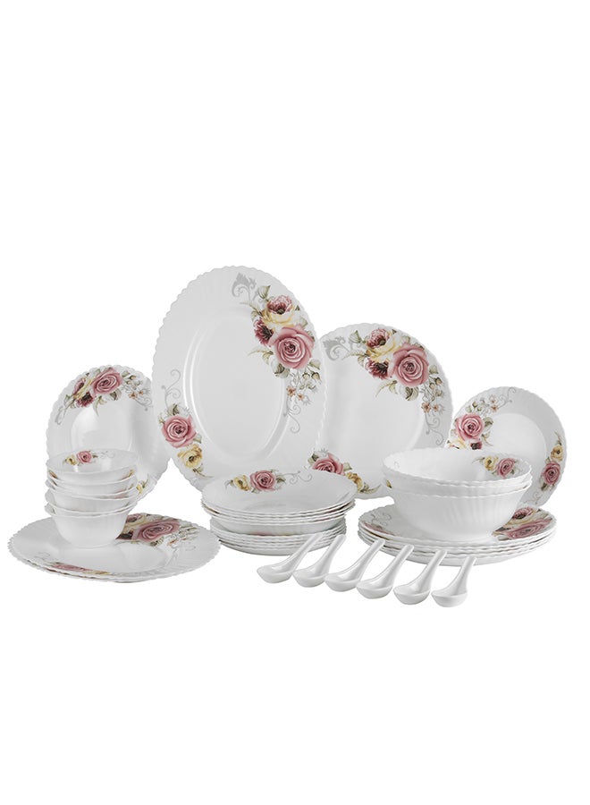 Royalford 36pcs opalware dinner set microwave safe dishwasher safe freezer safe multicolor  - Image 3