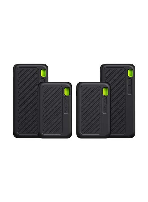 10000 mAh High-Efficiency 4-Port USB Power Adapter (2xSingi20 + 2xSingi10) - Dual Type-C and USB-A Outputs, 5V/3A Each, Triple Output Support, Fire-Retardant Safety Standard VO Black