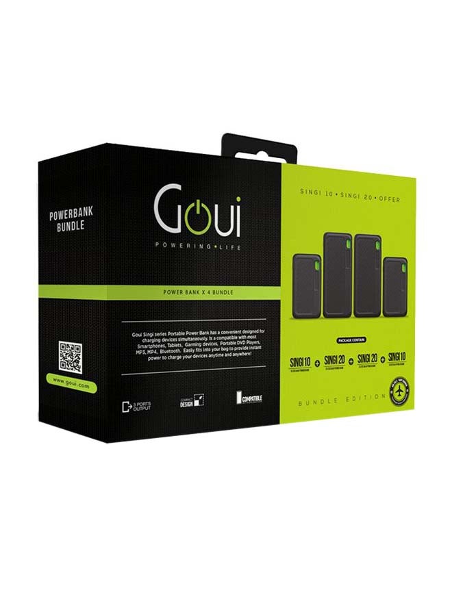 Goui 10000 mAh (2xSingi20 + 2xSingi10) - Dual Type-C and USB-A Outputs, 5V/3A Each, Triple Output Support, Fire-Retardant Safety Standard VO Black Black - Image 2