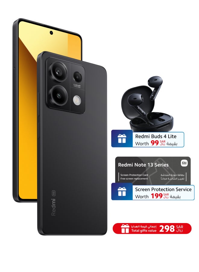 Xiaomi - Redmi Note 13 5G Dual SIM Graphite Black 8GB RAM 256GB - Global Version With Screen Insurance And Redmi Buds 4 Lite - Image 1