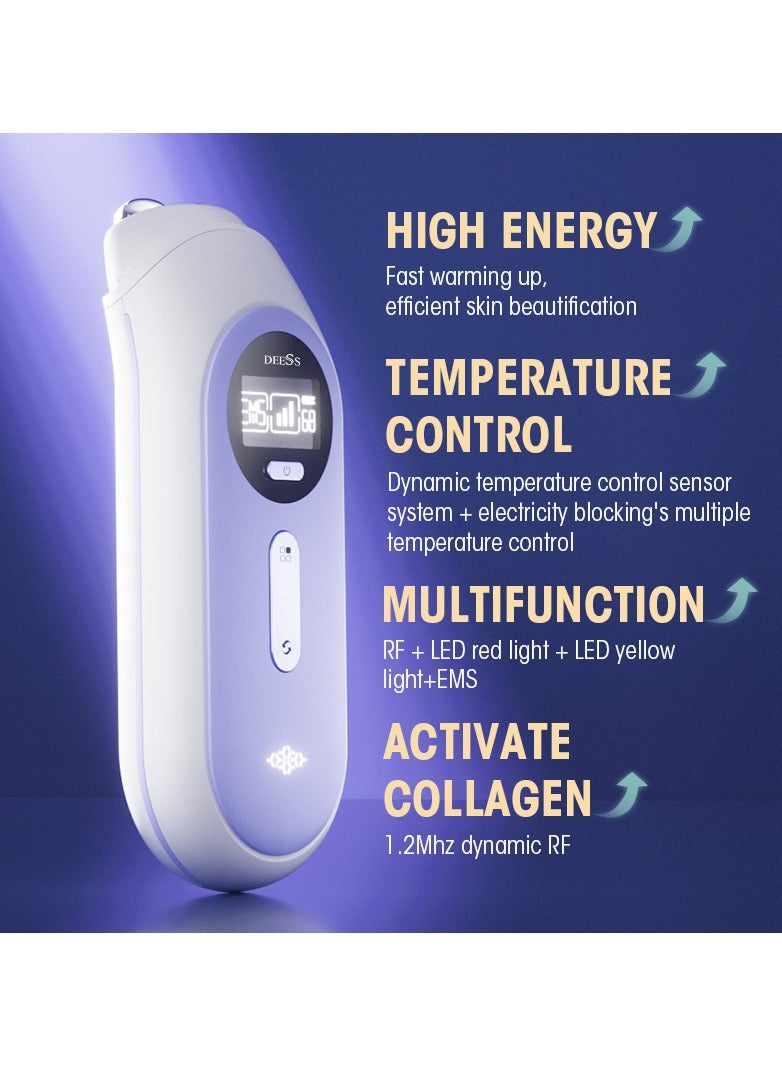 أدوات العناية بالبشرة GP520، جهاز معالجة الوجه بتقنية RF+LED، مدلك الوجه، جهاز شد الجلد EMS، طاقة 3 مستويات، مضاد للشيخوخة، تقليل التجاعيد، تجديد الجلد