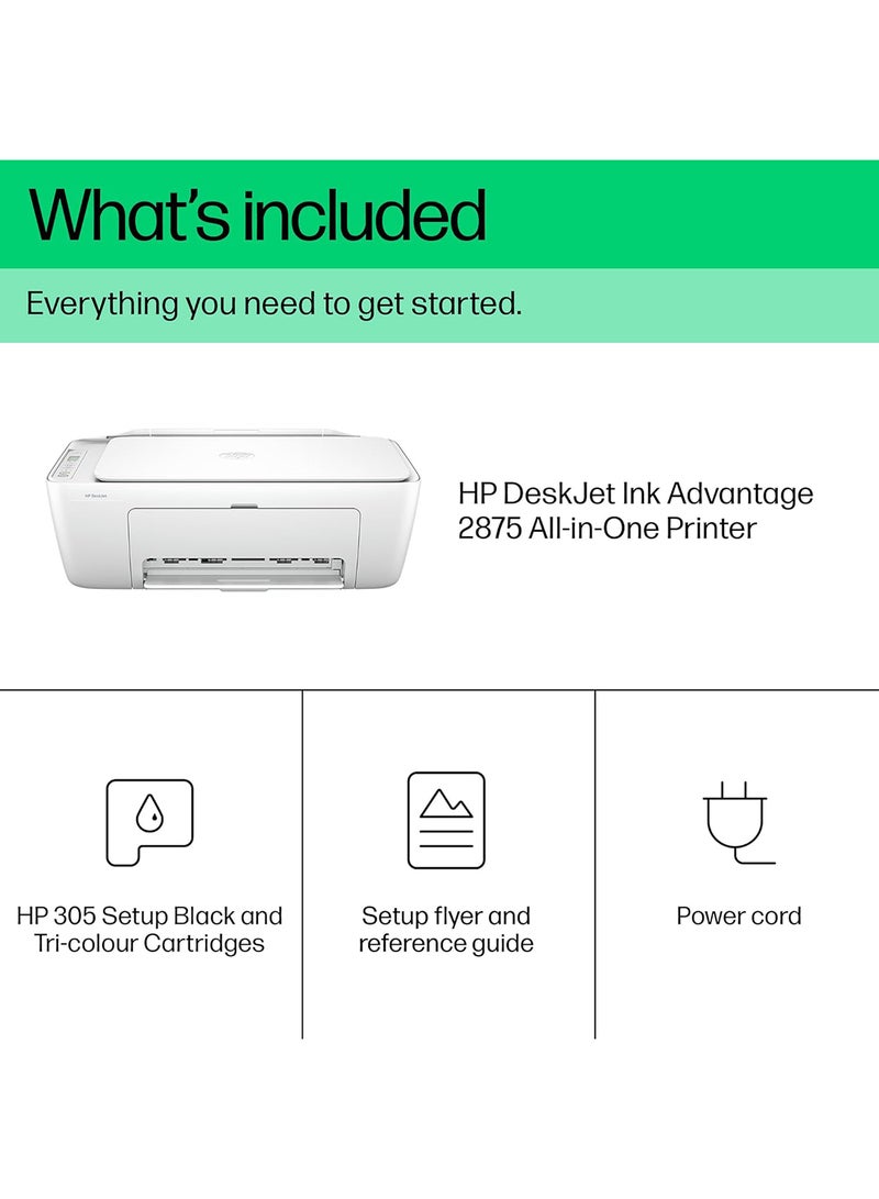 HP - DeskJet Ink Advantage 2875 All-In-One Printer White - Image 1