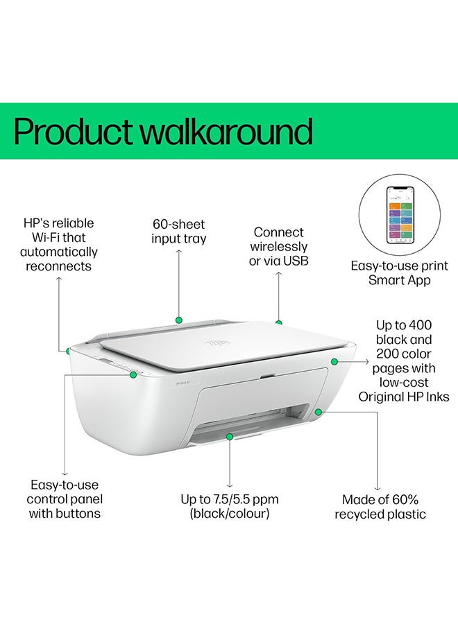 HP - DeskJet Ink Advantage 2875 All-In-One Printer White - Image 1