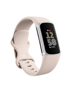 Fitbit Charge 6 Advanced Fitness + Health Tracker Porcelain / Silver Aluminium  - Image 1