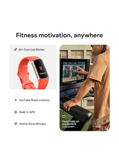 Fitbit Charge 6 Advanced Fitness + Health Tracker Porcelain / Silver Aluminium  - Image 5