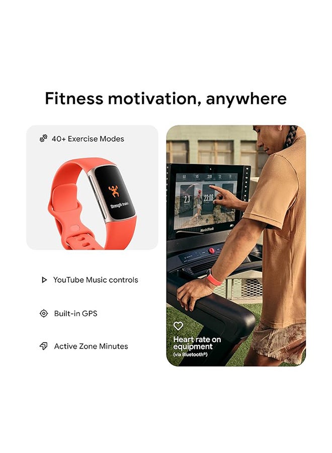 Fitbit Charge 6 Advanced Fitness + Health Tracker Porcelain / Silver Aluminium  - Image 5