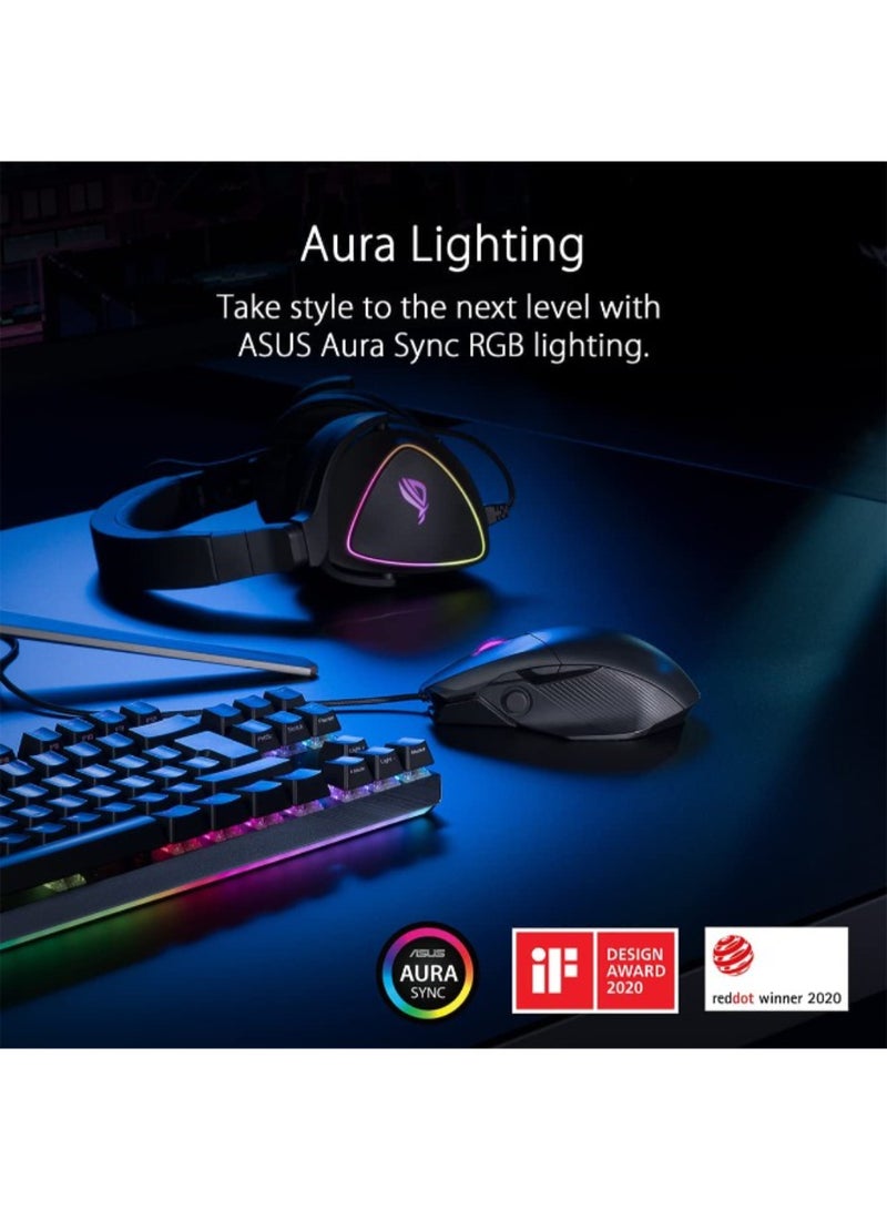 أسوس - ماوس الألعاب P511 ROG Chakram Core يتميز بعصا تحكم قابلة للبرمجة ومستشعر متقدم بدقة 16000 نقطة في البوصة وتصميم مقابس التبديل القابلة للضبط ووزن قابل للتعديل والتخفي ولقطات الشاشة الفورية وإضاءة Aura Sync - أسود - Image 1