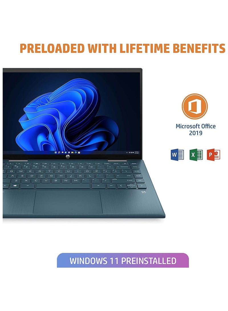 HP - Pavilion x360 Laptop With 14-Inch Display, Core i7 Processor/16GB RAM/512GB SSD/Intel Iris Xe Graphics/Pen/Windows 11 Home English/Arabic Spruce Blue - Image 1