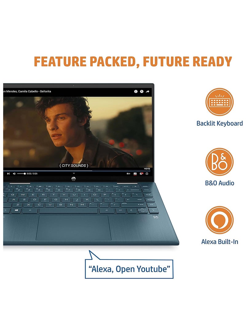 HP - Pavilion x360 Laptop With 14-Inch Display, Core i7 Processor/16GB RAM/512GB SSD/Intel Iris Xe Graphics/Pen/Windows 11 Home English/Arabic Spruce Blue - Image 1