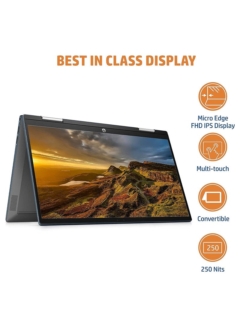 HP - Pavilion x360 Laptop With 14-Inch Display, Core i7 Processor/16GB RAM/512GB SSD/Intel Iris Xe Graphics/Pen/Windows 11 Home English/Arabic Spruce Blue - Image 1