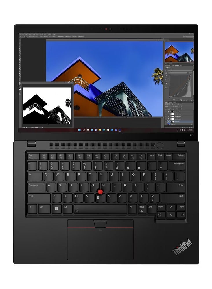 Lenovo - ThinkPad L14 Gen 4 Laptop, i7-1355U, 16Gb DDR4, 512Gb Ssd M.2, Integrated Intel Iris Xe Graphics, 14.0" FHD IPS, Win 11 Pro English/Arabic Black - Image 1