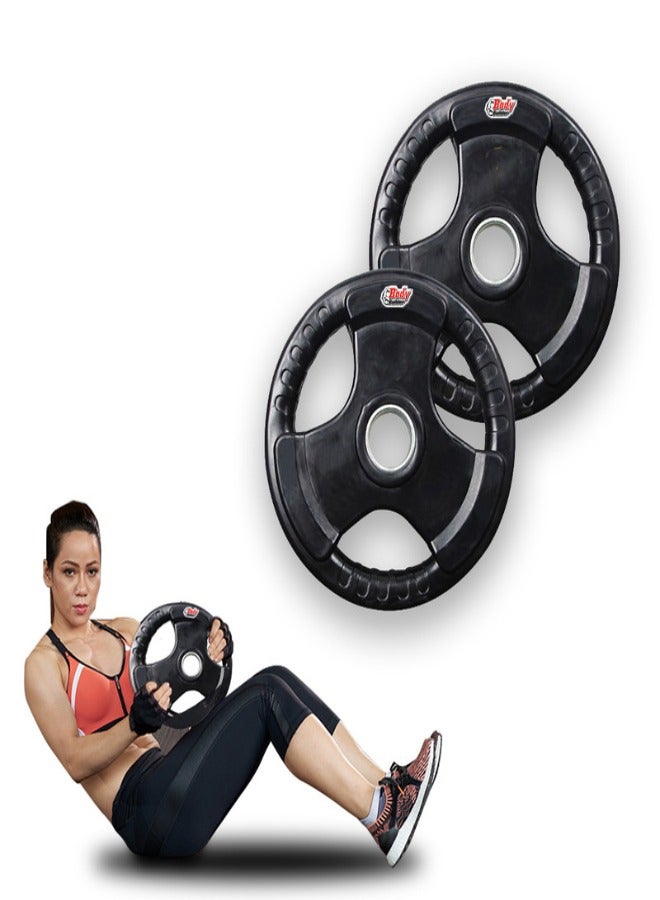 Body Builder Hand Grip Rubber Coated Barbell Plate 32cm  - Image 3