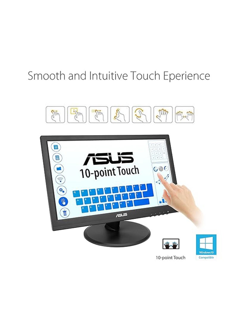 ASUS - VT168HR Touch Monitor, 16" 1366x768 WXGA Touch Display, 60Hz Refresh Rate, 5ms Response Time, 262K Display Colors, TN Panel, 16 9 Aspect Ratio, HDMI/VGA, 90LM02G1-B04170 Black - Image 1