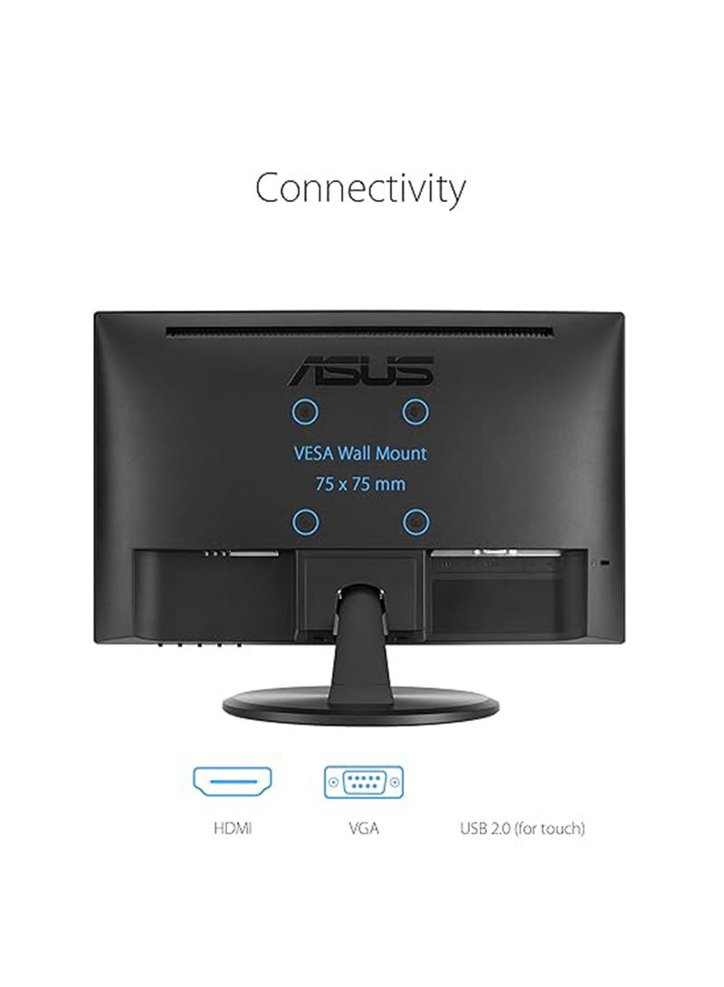 ASUS - VT168HR Touch Monitor, 16" 1366x768 WXGA Touch Display, 60Hz Refresh Rate, 5ms Response Time, 262K Display Colors, TN Panel, 16 9 Aspect Ratio, HDMI/VGA, 90LM02G1-B04170 Black - Image 1