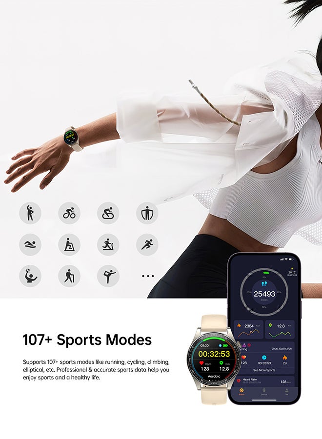 220 mAh JR-FC2 Smart Watch Can Make and Receive Calls 1.32-inch HD Screen Bluetooth Connection Fitness Monitoring For Men and Women Compatible With Apple and Android Metal Silicone Strap Champagne Gold - pnsku/N70030205V/45/_/1704181855/2bd476cc-3aff-463c-9fef-f5046a833a75