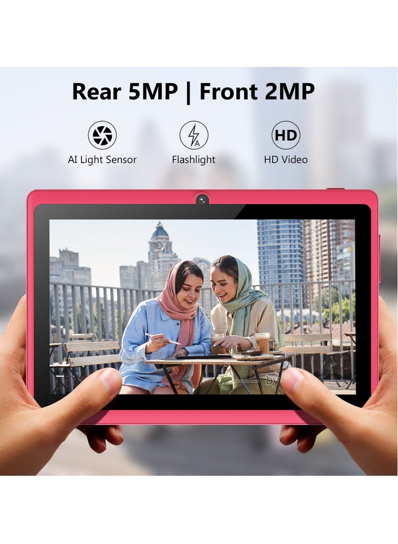 مي وان تابلت M20 واي فاي للأطفال، شاشة 7 بوصة، 3 جيجابايت 16 جيجابايت ذاكرة تخزين داخلية 3000 مللي أمبير في الساعة، نظام تشغيل أندرويد 12 (وردي) مع غطاء حماية وردي - Image 4