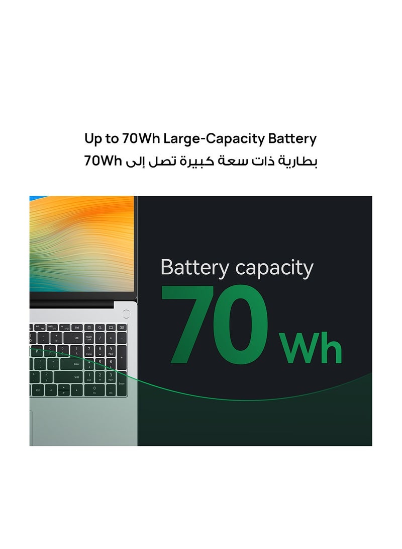 HUAWEI - Matebook D16 Laptop With 16-Inch Eye Comfort FullView Display, Ultra Slim, Core i9-13900H Processor/16GB RAM/1TB SSD/Windows 11 Home + Launch Gift English/Arabic Mystic Silver - Image 1
