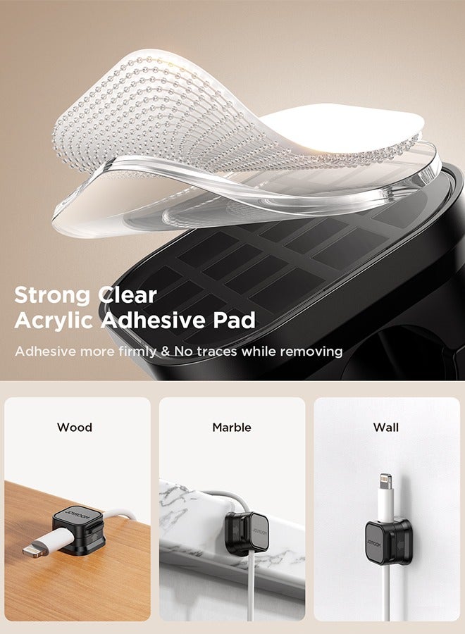 جوي روم حزمة من 6 مشابك كابلات مغناطيسية مع مشابك سلكية/إدارة الكابلات أسفل المكتب/صندوق تخزين مشبك سلك لاصق للمنزل والمكتب والهاتف والسيارة وسطح المكتب ومنضدة باللون الأسود - Image 2