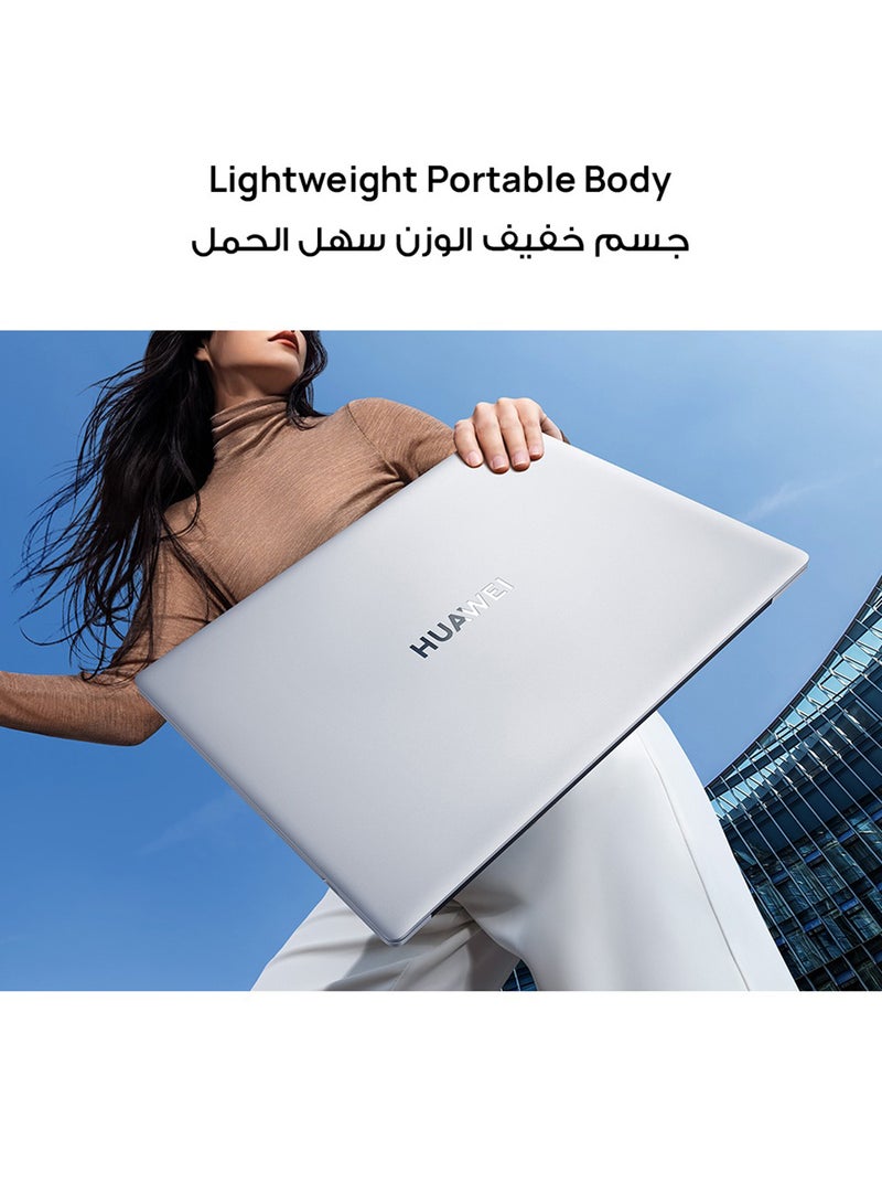 HUAWEI - MateBook D 16 Laptop with 16-inch Display, Intel Core i5 12th Gen-12450H Processor/8GB RAM/512GB SSD/Windows 11 Home With FREE HUAWEI MatePad SE Tablet + HUAWEI Care/ English/Arabic Mystic Silver - Image 1
