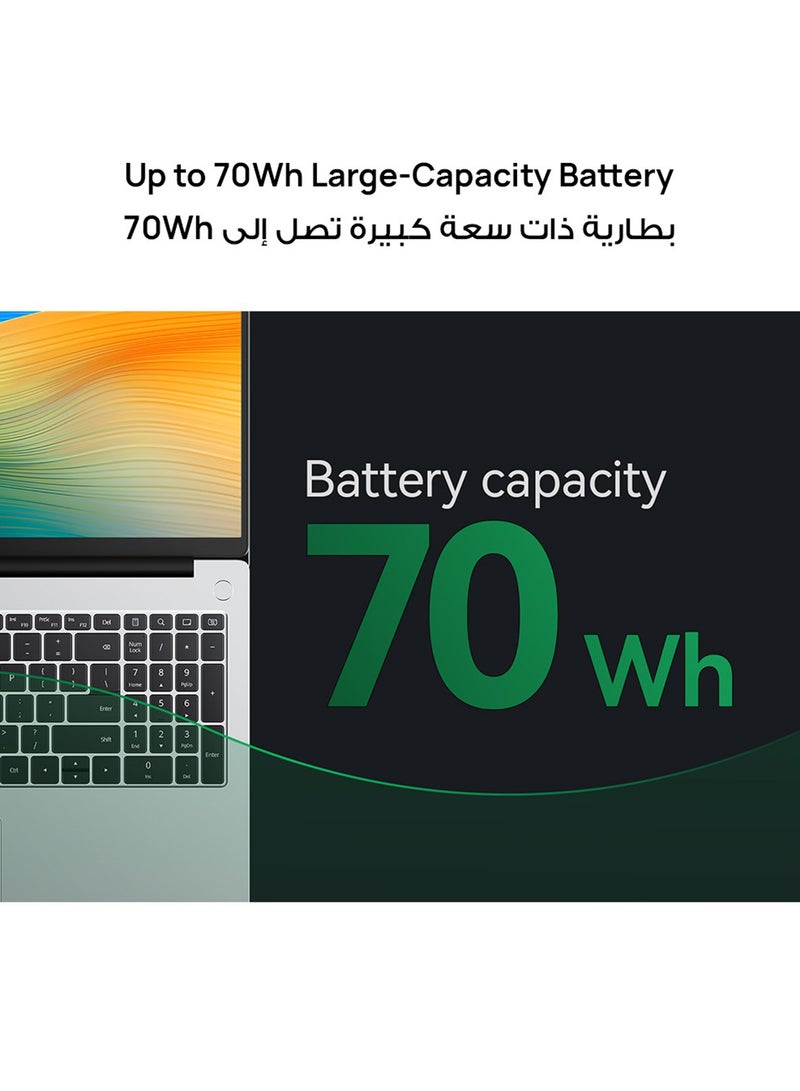 HUAWEI - MateBook D 16 Laptop with 16-inch Display, Intel Core i5 12th Gen-12450H Processor/8GB RAM/512GB SSD/Windows 11 Home With FREE HUAWEI MatePad SE Tablet + HUAWEI Care/ English/Arabic Mystic Silver - Image 1