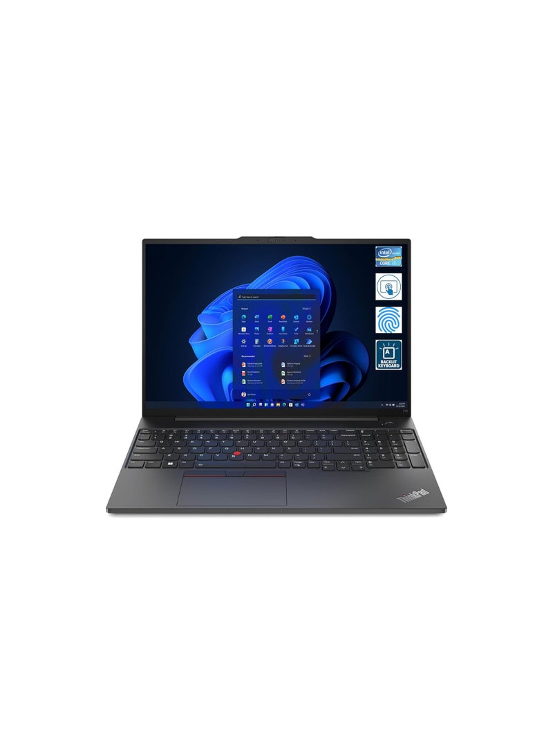 Lenovo - ThinkPad Laptops E16 Gen 1 i7-1355U, 8GB Base DDR4, 512GB SSD M.2, NVIDIA GeForce MX550 2GB, 16" WUXGA | Win 11 Pro English/Arabic Black - Image 1