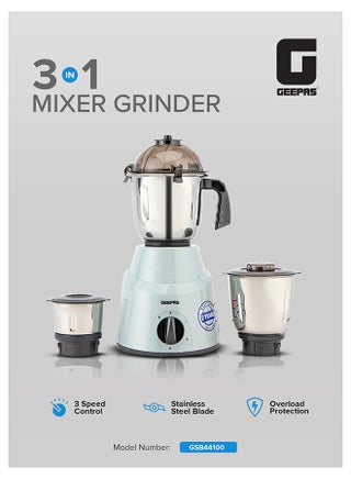 GEEPAS In Mixer Grinder, Powerful Copper Motor Double Ball