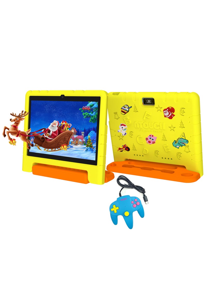 ATOUCH 10.1 Inch Android 12 Kids Tablet Dual Sim Wifi Dual Camera And Zoom App Supported With Convertible Eva Case Stand And Gamepad Early Education Tab  - Image 1