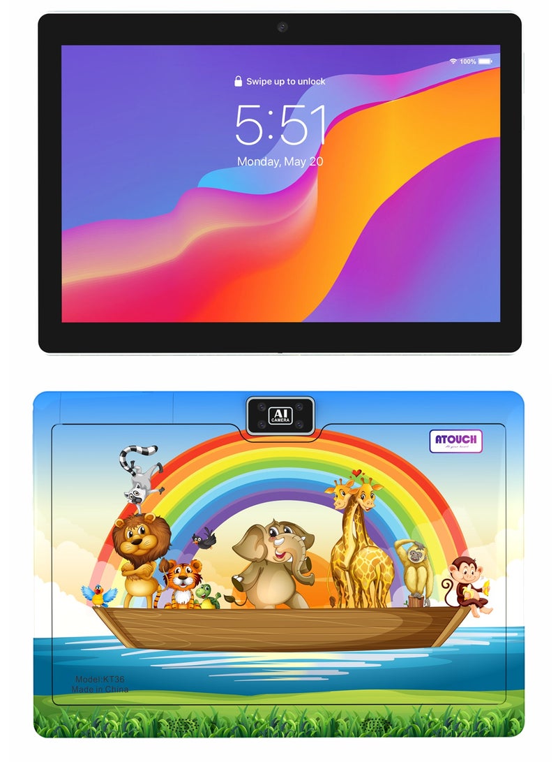 ATOUCH 10.1 Inch Android 12 Kids Tablet Dual Sim Wifi Dual Camera And Zoom App Supported With Convertible Eva Case Stand And Gamepad Early Education Tab  - Image 3