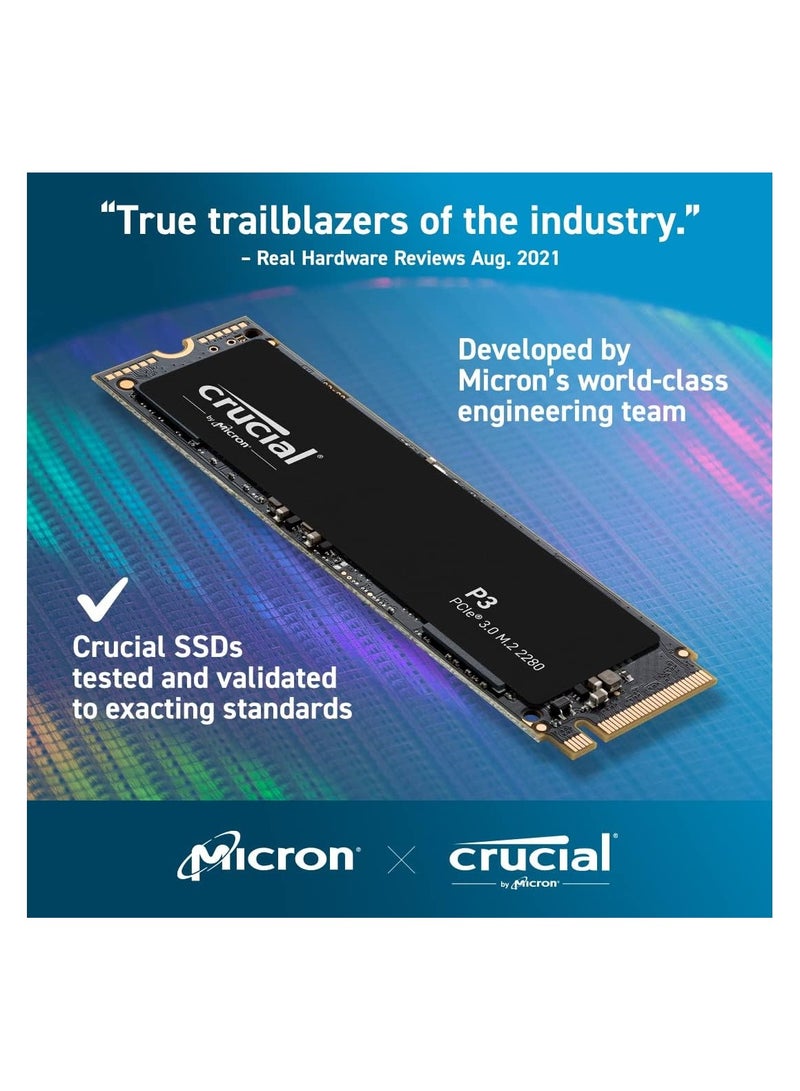 crucial - P3 M.2 PCIe Gen3 NVMe Internal SSD - Up to 3500MB/s - CT1000P3SSD801 1 TB - Image 1