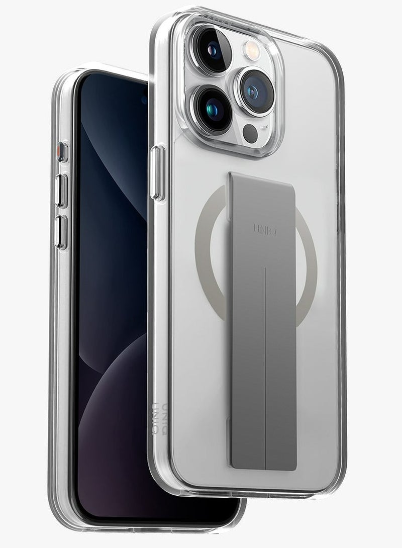 يونيك حافظة Heldro Mag الشفافة الواقية مع شريط FlexGrip المتكامل لهاتف iPhone 15 Pro شفاف - Image 1