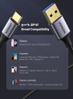 Ugreen USB C Cable USB 3.0 Cable 5Gbps Type C Fast Charging Cord Compatible with Galaxy S24 S23 Ultra, S23+, S23 FE, A12, A21s, Note 20 Ultra, Huawei P60 P50 P30 Pro, PS5, Mi 12, Oculus Quest VR, 1M Black  - Image 5