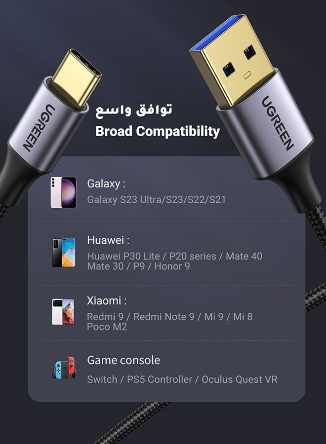 Ugreen USB C Cable USB 3.0 Cable 5Gbps Type C Fast Charging Cord Compatible with Galaxy S24 S23 Ultra, S23+, S23 FE, A12, A21s, Note 20 Ultra, Huawei P60 P50 P30 Pro, PS5, Mi 12, Oculus Quest VR, 1M Black  - Image 5