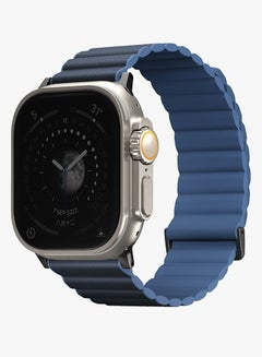 Uniq Revix Reversible Magnetic Leather And Silicone Strap For Apple Watch 42 44 45 49 Mm Prussian/Mist Blue 