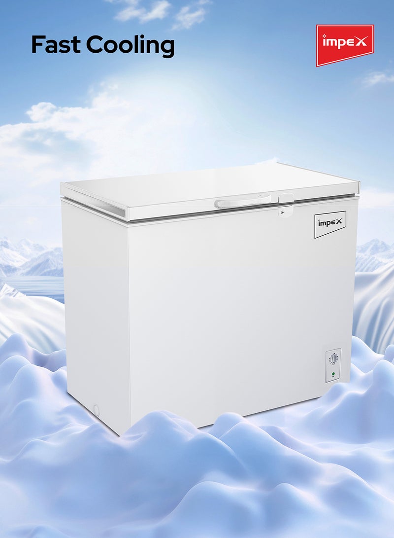Impex Chest Freezer, Energy Efficient Refrigeration System With Lamp, Grip Handle, Lock And Key, Ideal For Home And Restaurants 200L 82W IMCF 200A 200 L 82 W IMCF 200A White  - Image 3