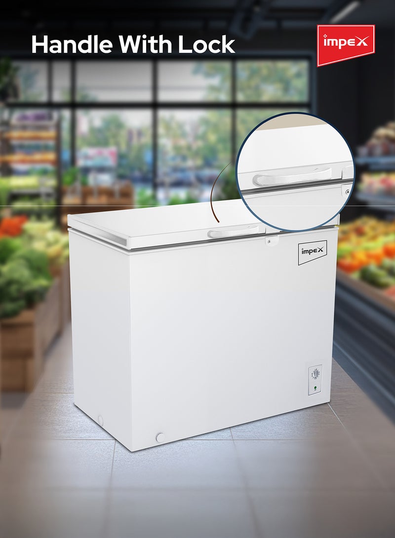 Impex Chest Freezer, Energy Efficient Refrigeration System With Lamp, Grip Handle, Lock And Key, Ideal For Home And Restaurants 200L 82W IMCF 200A 200 L 82 W IMCF 200A White  - Image 5