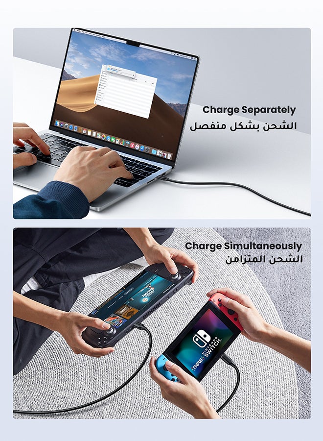 يو جرين - كبيل تايب سي 100 واط 1 متر، كابل شحن يواي بي سي PD PVC  كابل شحن سريع من النوع C لسلسلة سلسلة ايفون 15، ماك بوك اير/برو،آيباد برو/إير/ميني، سامسونج، شاومى ،الهاتف لابتوب، PS5، كاميرا SLR، دي جي اي - Image 1