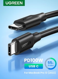 Ugreen 100W USB C Cable 1M USB Type C Charging Cable PVC PD Fast Charge Type C Cable For iPhone 16 15 Series MacBook Air Pro iPad Pro Air Mini Samsung Galaxy S24 S23 Ultra Xiaomi Honor Huawei PS5 Laptop Black  - Image 1