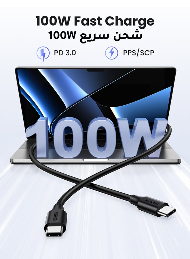 يو جرين - كبيل تايب سي 100 واط 1 متر، كابل شحن يواي بي سي PD PVC  كابل شحن سريع من النوع C لسلسلة سلسلة ايفون 15، ماك بوك اير/برو،آيباد برو/إير/ميني، سامسونج، شاومى ،الهاتف لابتوب، PS5، كاميرا SLR، دي جي اي - Image 1