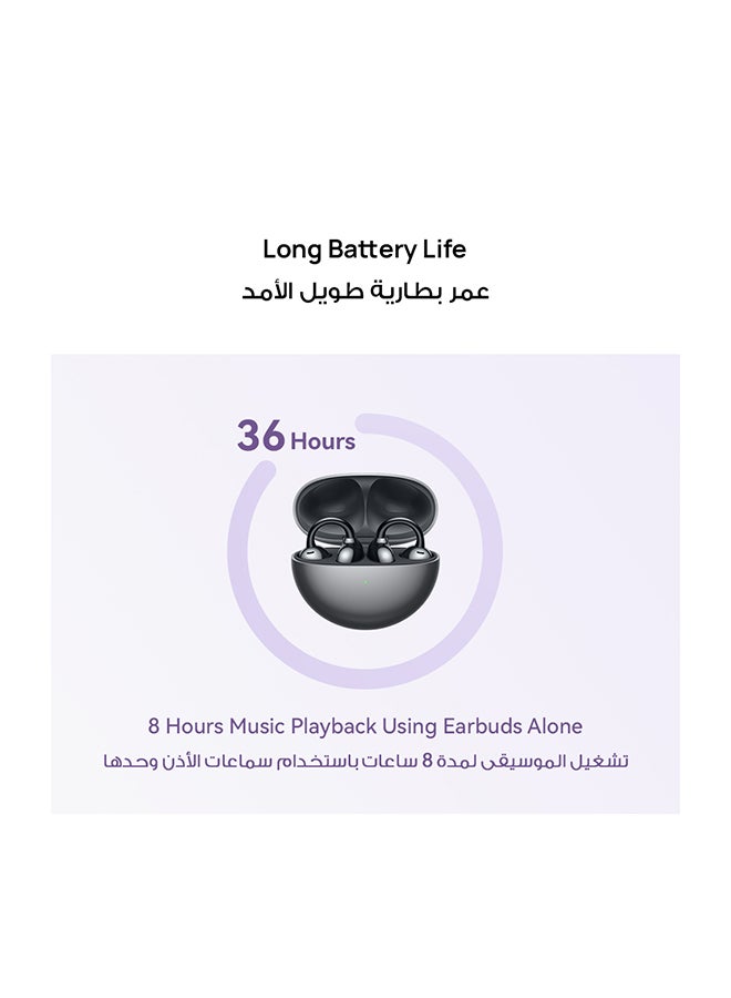 HUAWEI - FreeClip + Pre-Order Gift, Groundbreaking Aesthetic Design, Feather-Light Wearing, Open-Ear Listening, AI Crystal-Clear Call, Long Battery Life, Dual-Device Connections Black - Image 1