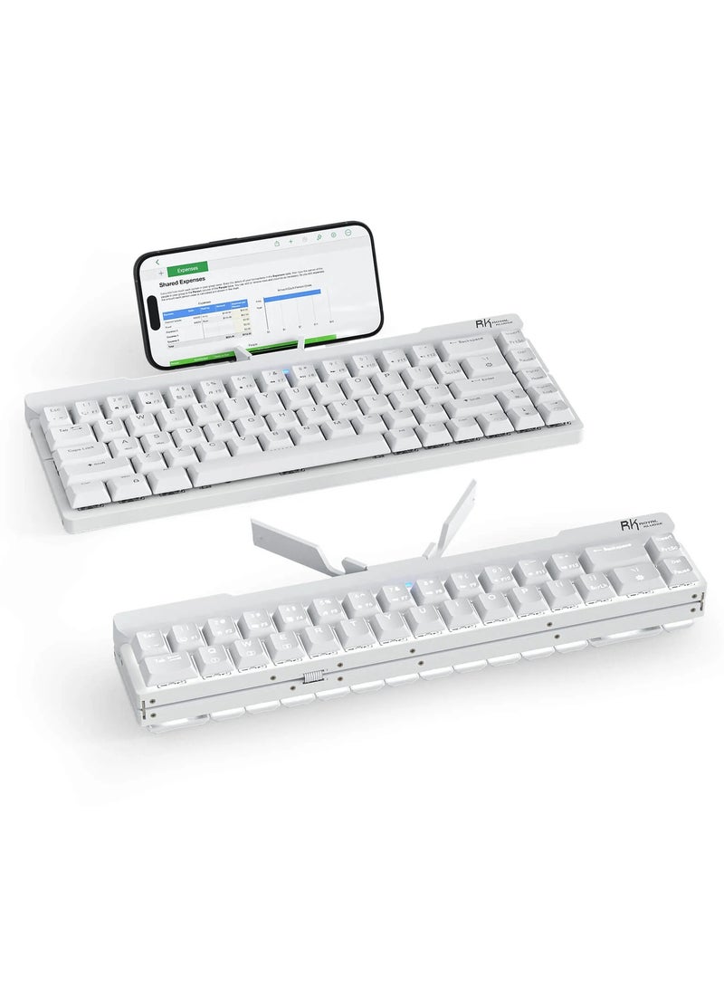 Royal Kludge - RK925 Wireless Bluetooth With White Backlit, 68 Keys,60% Foldable Mechanical Keyboard With Built-In Stand Holder Red Switch - Image 1