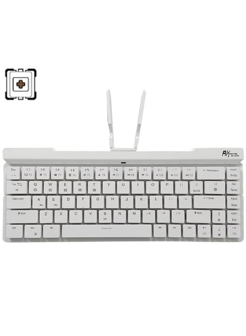 RK925 Wireless Bluetooth With White Backlit, 68 Keys,60% Foldable Mechanical Keyboard With Built-In Stand Holder Brown Switch
