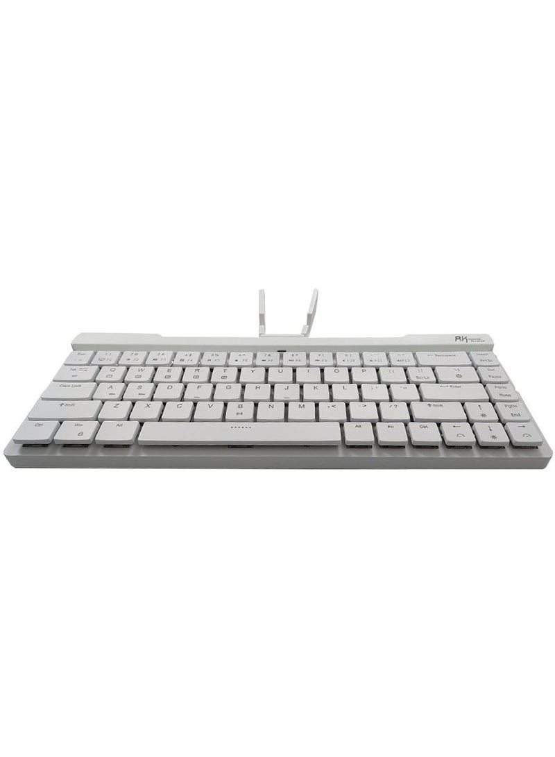 RK925 Wireless Bluetooth With White Backlit, 68 Keys,60% Foldable Mechanical Keyboard With Built-In Stand Holder Brown Switch