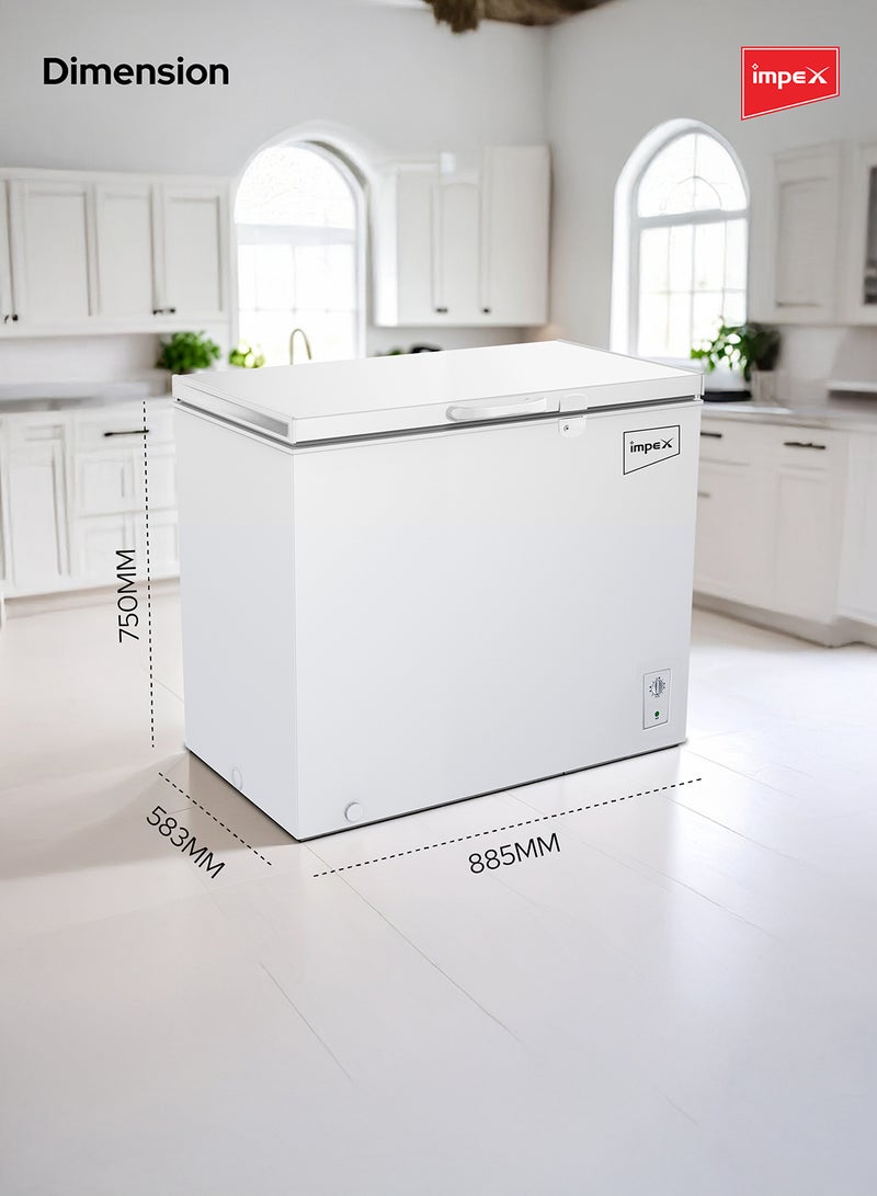 Chest Freezer, Energy Efficient Refrigeration System With Lamp, Grip Handle, Lock And Key, Ideal For Home And Restaurants 150L 54W IMCF 150A 150 L 54 W IMCF 150A White