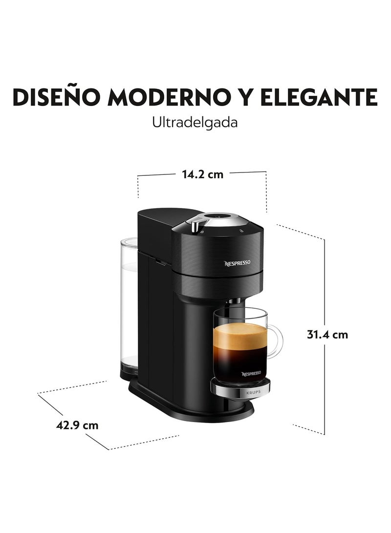 Vertuo Coffee Capsule Machine By Krups With Aeroccino 3 Milk Frother Automatic Switch-Off Short Heat-Up Time Six Cup Sizes Easy Preparation Space-Saving 1.2 L 1500 W XN9108+3694EUBK Black