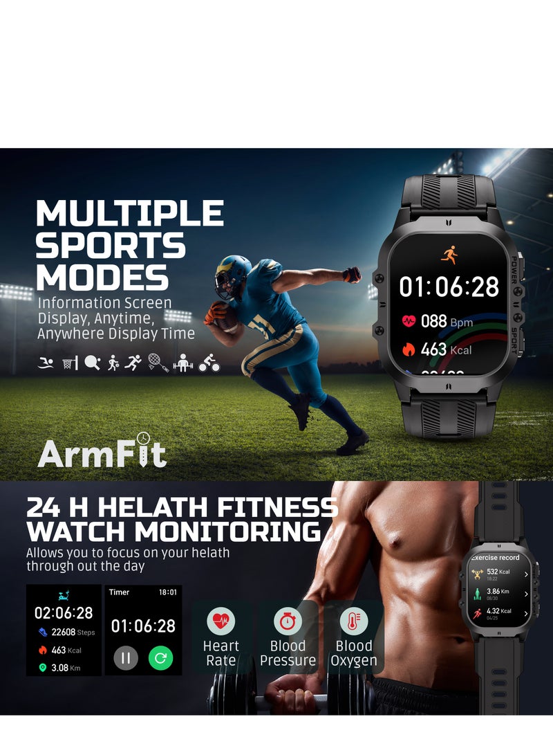 ارمفيت - ساعة ذكية CODE26 للرجال مع شاشة Amoled دائمًا تعمل بالبلوتوث ومكالمات اللياقة البدنية مقاومة للماء لنظام Android iOS - Image 1