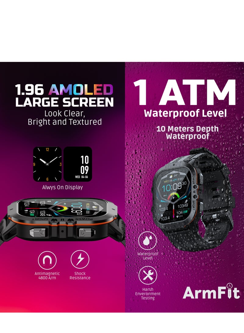 ارمفيت - ساعة ذكية CODE26 للرجال مع شاشة Amoled دائمًا تعمل بالبلوتوث ومكالمات اللياقة البدنية مقاومة للماء لنظام Android iOS - Image 1