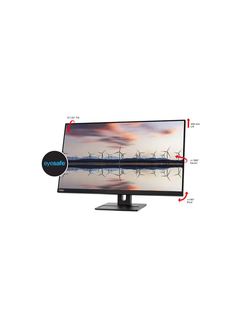 Lenovo - ThinkVision E28u-20 28.0 Inch Monitor, IPS - Natural Low Blue Light Panel, UHD 3840 x 2160, Input Connectors- 2xHDMI 2.0 + DP 1.2 ,Cables included - HDMI, Built-In SPK UHD Monitor Black - Image 1