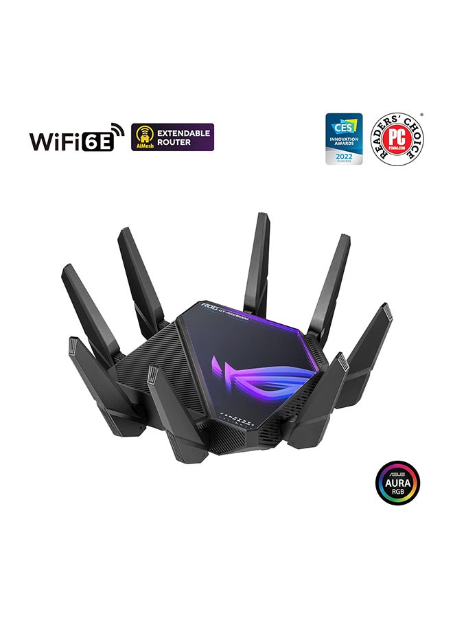 ASUS ROG Rapture GT-AXE16000 Wireless Quad-Band Gaming Router, Speeds Up to 16000 Mb/s, Wi-Fi 6E, 2.4GHz/2x 5GHz /6GHz, 1x 2.5G Ethernet WAN Port, AiMesh & VPN Fusion Compatible | 90IG06W0-MU2A10 ‎Black  - Image 2